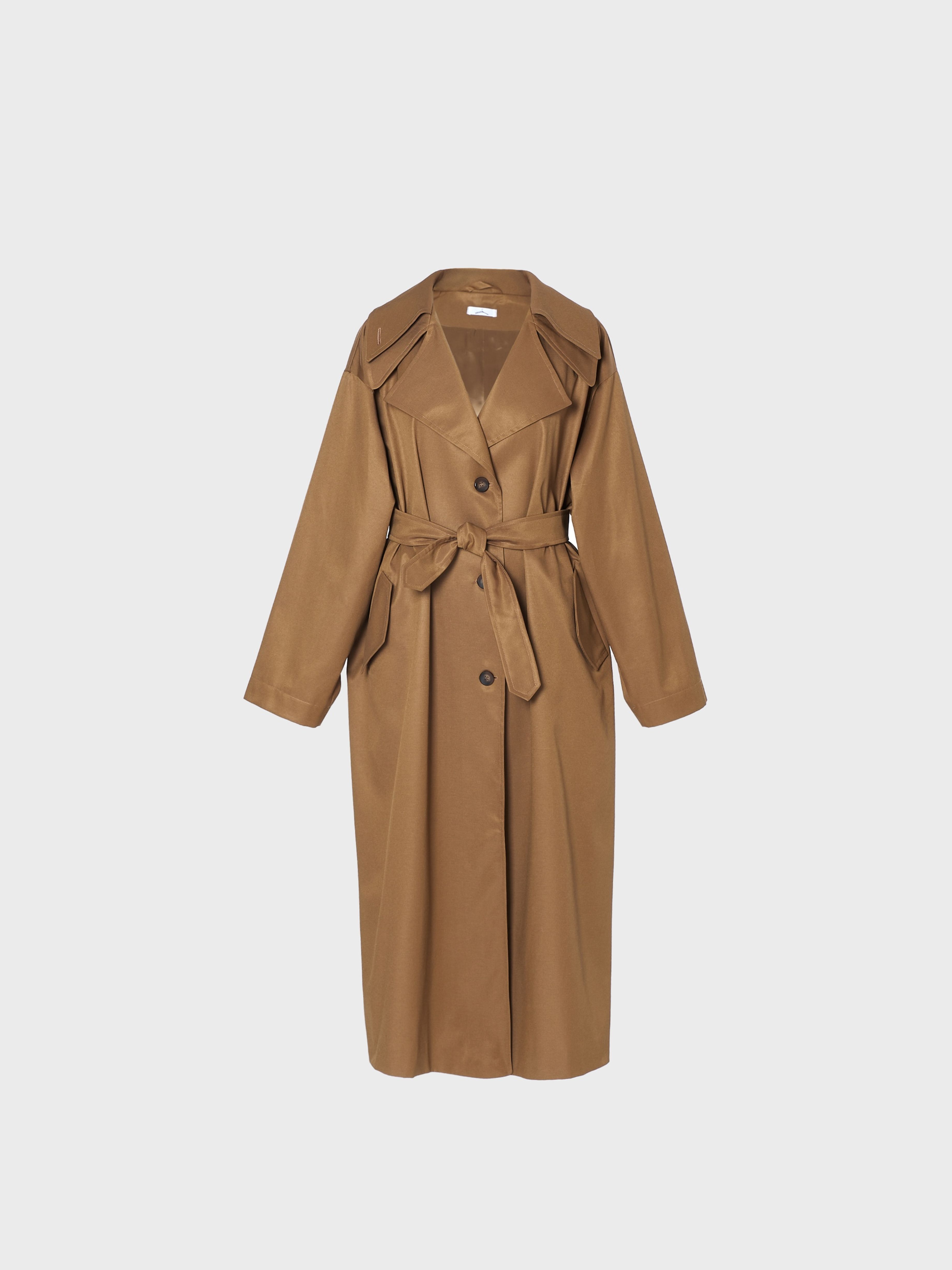 Тренч карамельный с двойным воротником