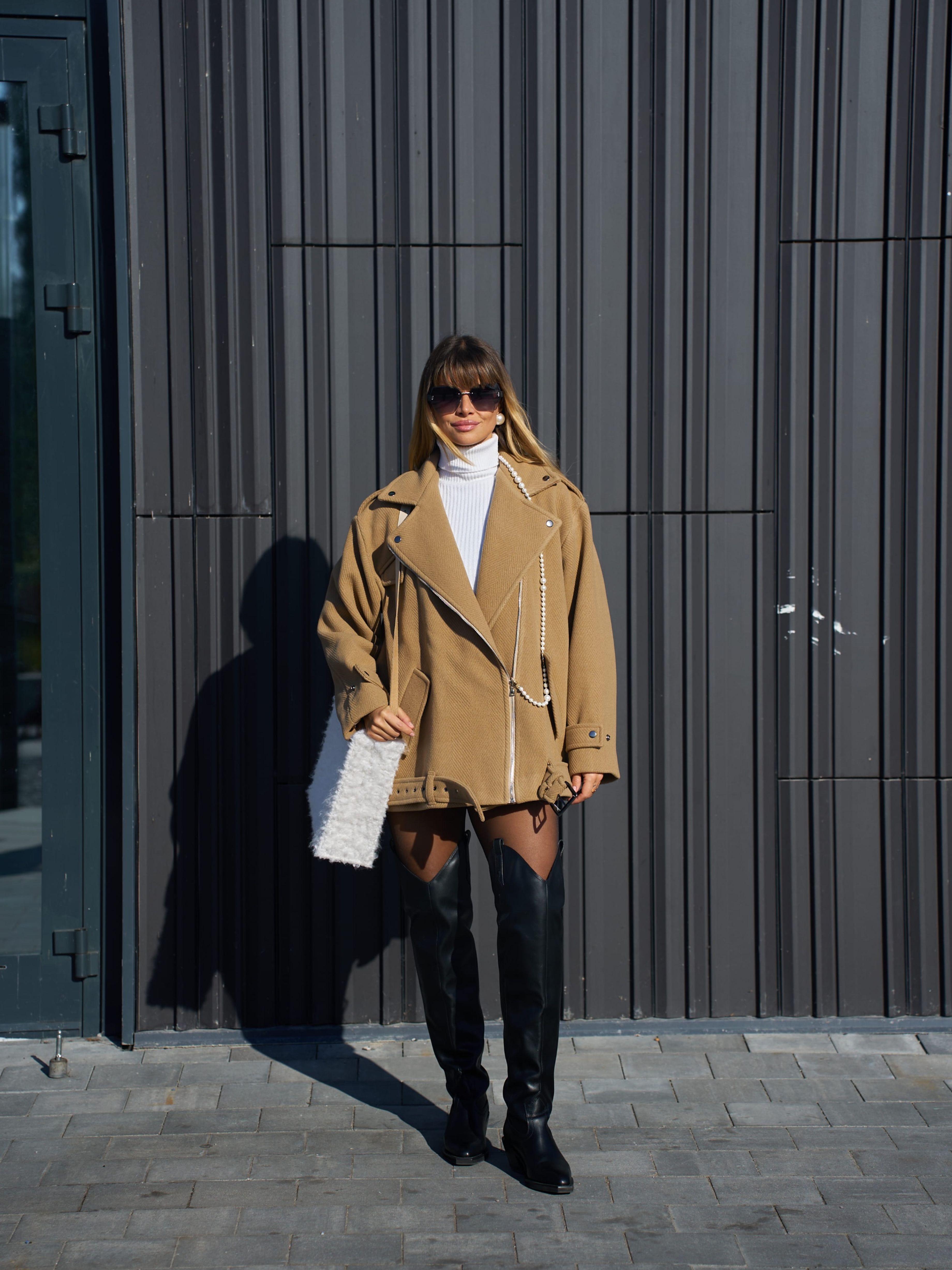 Куртка-косуха из шерсти, бежевая